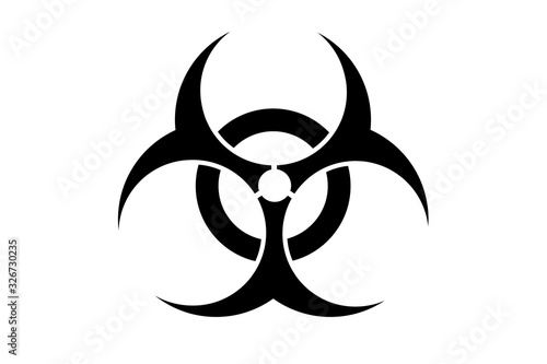 Black biohazard warning sign isolated on a white background. 