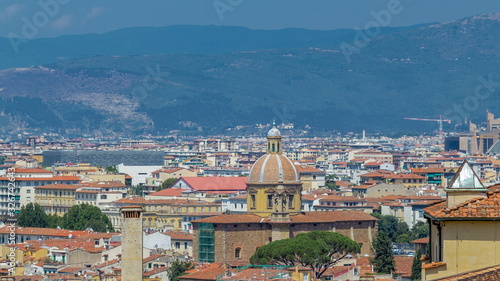 Beautiful landscape above timelapse, panorama on historical view of the Florence from Boboli Gardens Giardino di Boboli point. Italy.
