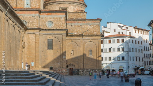 Basilica di San Lorenzo Basilica of St Lawrence timelapse in Florence city.