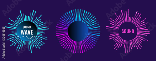 The musical symbol of the circular equalizer. Sound wave vector icon. Illustration isolated on dark background