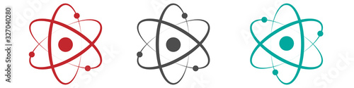 Atom icon in flat design. Set molecule symbol or atom symbol isolated. Vector illustration