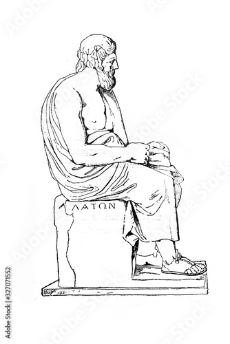 Sculpture of Plato in the old book The main ideas of zoology, by E. Perie, 1896, S.-Petersburg