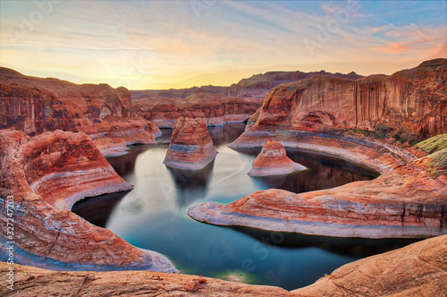 Magnificent view of Reflection Canyon during sunrise Arizona USA