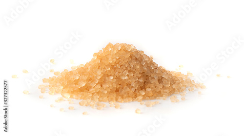 Raw Brown Cane Sugar Isolated on White Background