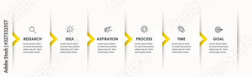 Vector Infographic design with icons and 6 options or steps. Infographics for business concept. Can be used for presentations banner, workflow layout, process diagram, flow chart, info graph