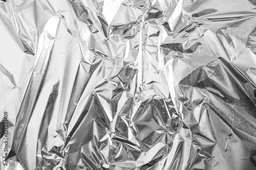 aluminium foil crumpled Silver texture abstract background