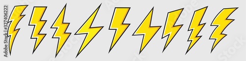 Lightning bolt icon set, Energy and thunder electricity symbol concept, vector Illustration