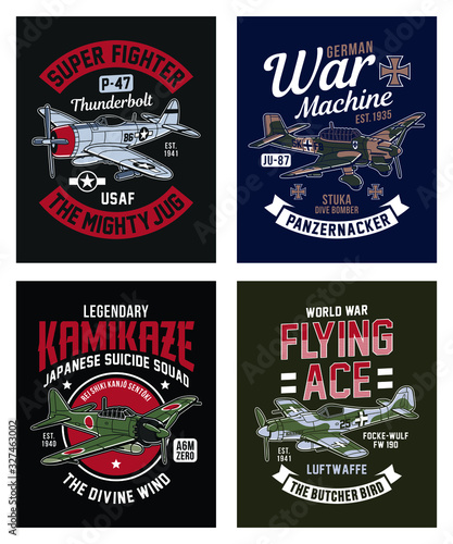Vintage World War 2 Fighter Plane Graphic T-shirt Collection 