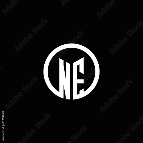 NE monogram logo isolated with a rotating circle