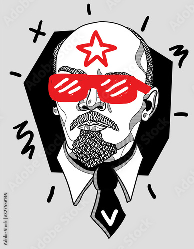 Vladimir Lenin. Crazy red style.