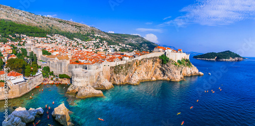 Landmarks and travel in Croatia - beautiful Dubrovnik town, pearl of Adriatic coast
