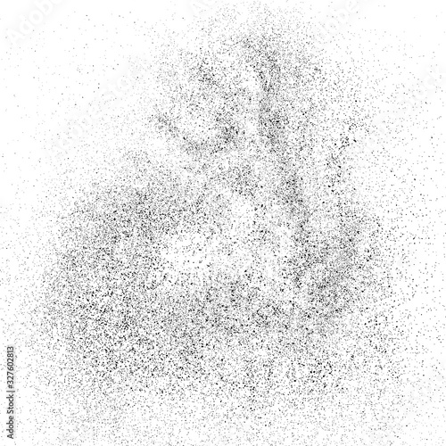Black Grainy Texture Isolated on White Square Background. Dust Overlay. Dark Noise Granules. Digitally Generated Image. Vector Design Elements, Illustration, Eps 10.