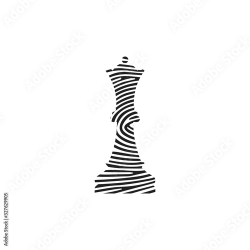 Queen chess icon. Minister chess icon. Queen Chess Icon Fingerprint Concept. Fingerprint pattern illustration of queen chess vector icon for web design