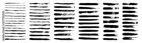 set of grunge black paint, ink brush strokes. brush collection isolated on white background. Trendy brush stroke for black ink paint,grunge backdrop, dirt banner,watercolor design and dirty texture.