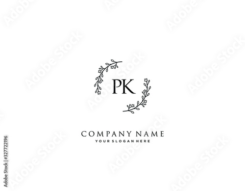 PK initial letter elegant handwriting logo collection