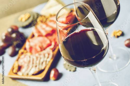 Red wine and charcuterie assortment