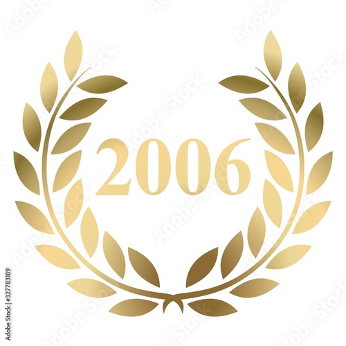 Year 2006 gold laurel wreath vector isolated on a white background 