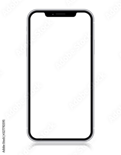 Smartphone copy iphone X, XS, iphone 10, with blank screen isolated on white background. Vector eps10 illustration