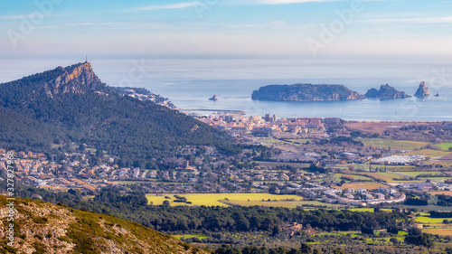 Panoramic picture from a Spanish coastal, village L Estartit in Catalonia, Costa Brava