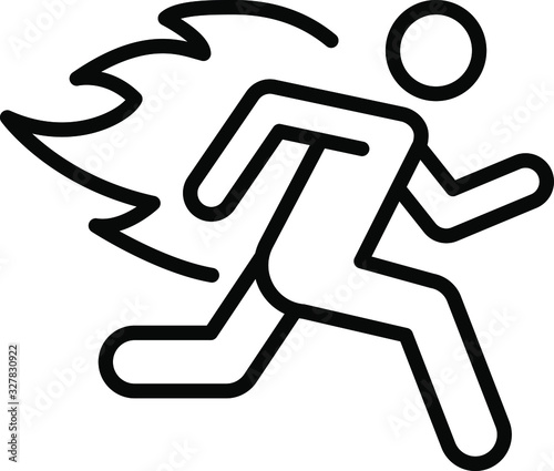 A running man with clock icon, immediate icon, vector