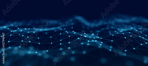 The structure of the network connection of points and lines. Data technology. Digital background. 3D rendering.