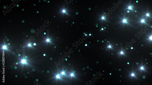 illumination neon space star particle flash light 3D illustration abstract background