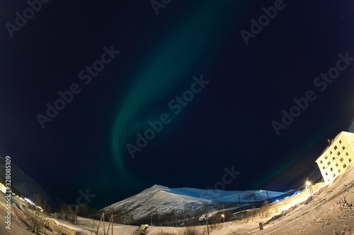 Polar arctic Northern lights Aurora Borealis activity in winter Finland, Lapland