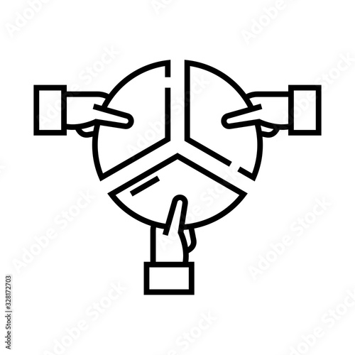 Work division line icon, concept sign, outline vector illustration, linear symbol.