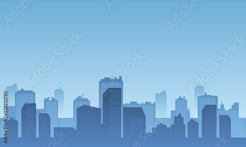 City silhouette background with many buildings skycraper.