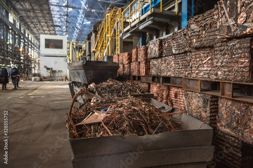 Copper scrap prepared for recycling at the copper smelter