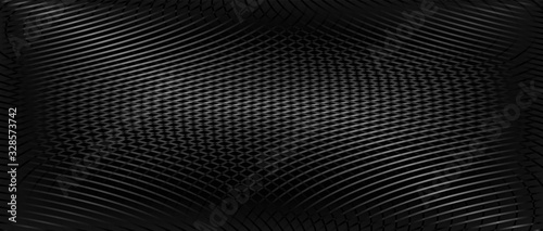 Black and white background, wave of lines