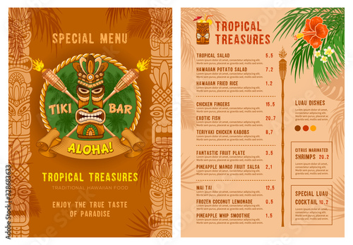 Template For Menu Of Tiki Bar Or Club