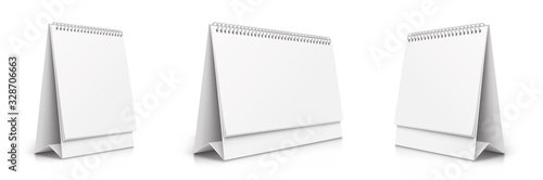 Vertical and horizontal set realistic paper calendar blank. Calendars of different sizes. Desktop tipping calendars - stock vector.