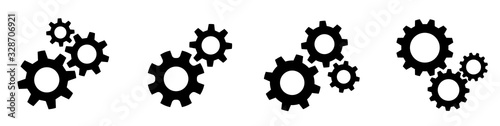 Setting gears icon. Cogwheel group. Gear design collection on white background - stock vector.