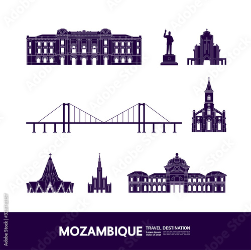 Mozambique travel destination grand vector illustration. 