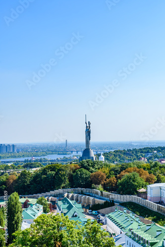 View on a river Dnieper and monument of the Mother Motherland in Kiev, Ukraine