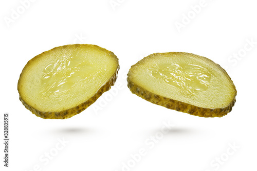 Green pickles isolated