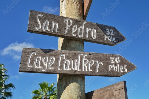 Belize – Signpost to San Pedro and Caye Caulker