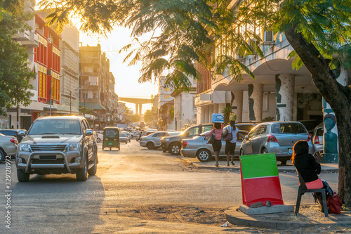 Regular car and human traffic on the street of Maputo, Mozambique