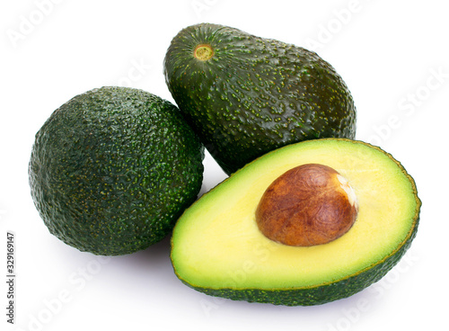 Fresh avocado on white background