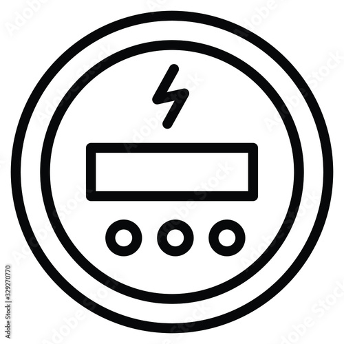 Round Analog Kilowatt hour electric metere concept, Digital power supply meter on white background, Front View Energy Consumption Measurement Device Vector Icon design