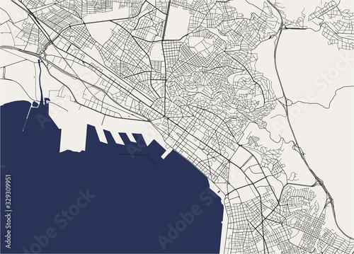 map of the city of Thessaloniki, Greece