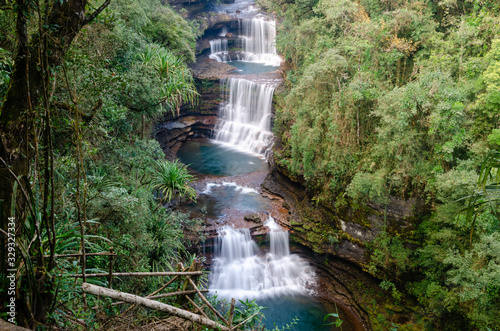 Beautiful cascading waterfall near Cherrapunji, Meghalaya, India