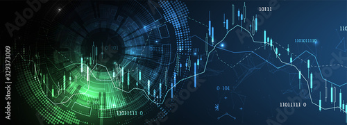 Financial trade concept. Stock market and exchange. Candle stick graph chart.