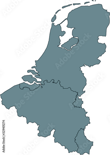 Vector illustration of the Gray Map of Benelux