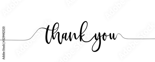 Thank You Hand Lettering. Typography Design Inspiration. Black colored. On a white background. Vector