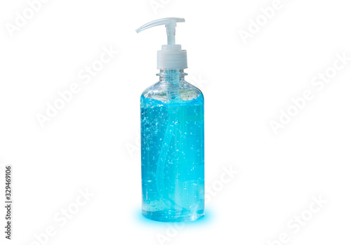 Alcohol gel hand sanitizer cleaners for anti becteria and protect from Coronavirus Disease 2019 (COVID-19) virus outbreaks isolated on white background.