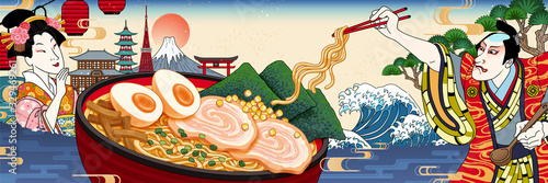 Ukiyo-e style ramen ads