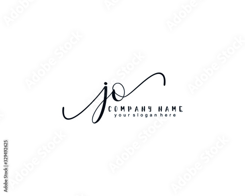 Letter JO handwrititing logo with a beautiful template