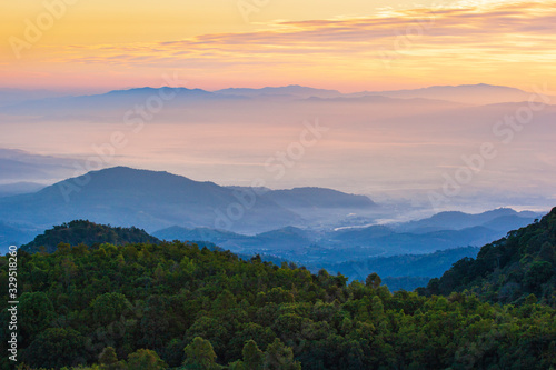 Sunrise sky on kew fin view point, Lampang Thailand